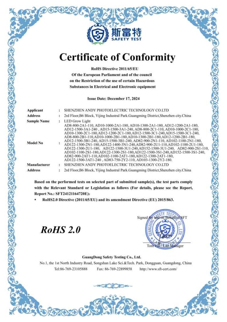 Rohs certification